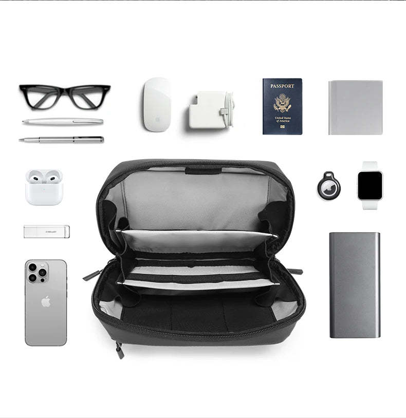 BANGE Multi-Layers Tech Pouch Oxford Warerproof Organizer Case Portable Data Cable Storage Bag Gadget Bag for Travel USB Charger