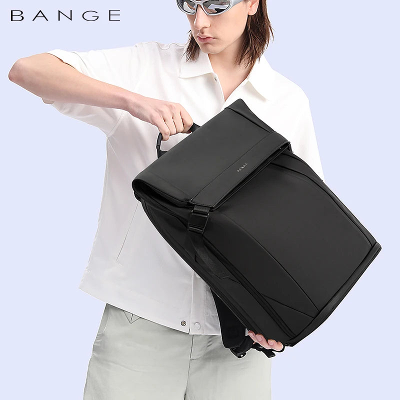 BANGE 15.6-inch laptop Men's business backpack waterproof multi compartment travel bag Black backpack suitable for men and women