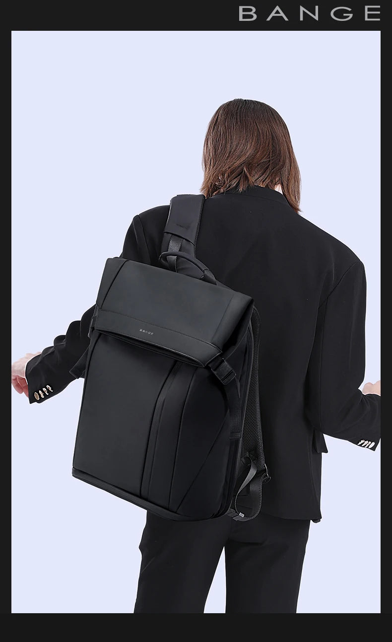 BANGE 15.6-inch laptop Men's business backpack waterproof multi compartment travel bag Black backpack suitable for men and women
