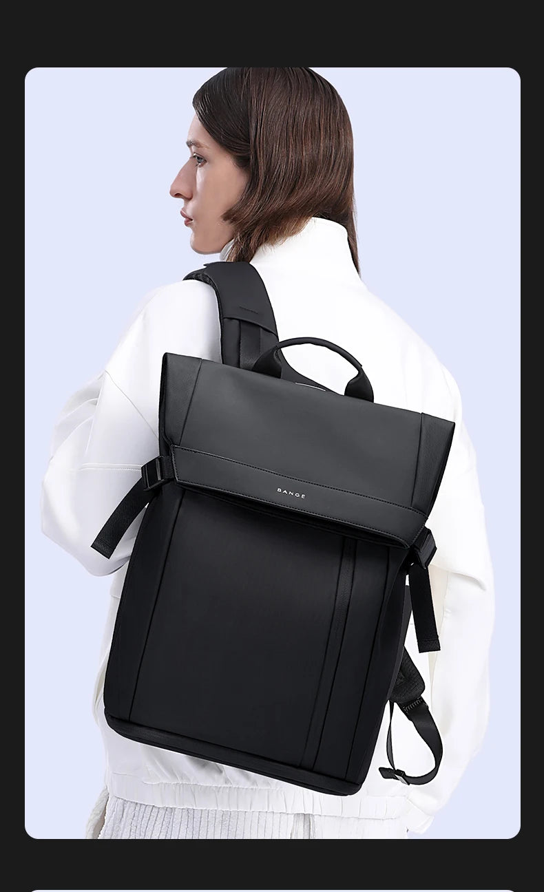 BANGE 15.6-inch laptop Men's business backpack waterproof multi compartment travel bag Black backpack suitable for men and women