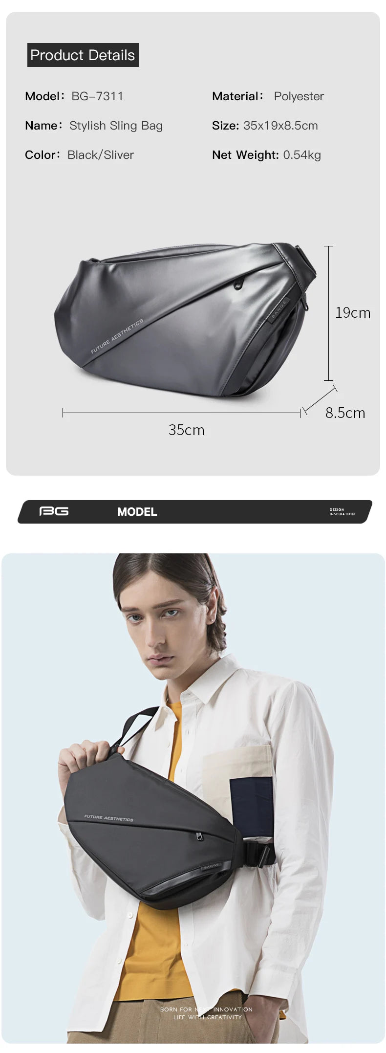 BANGE Chest Bag New Design 9.7 inch iPadShoulder Messenger Bags Waterproof Anti-stain Anti-theft Big Capacity Short Trip Pack