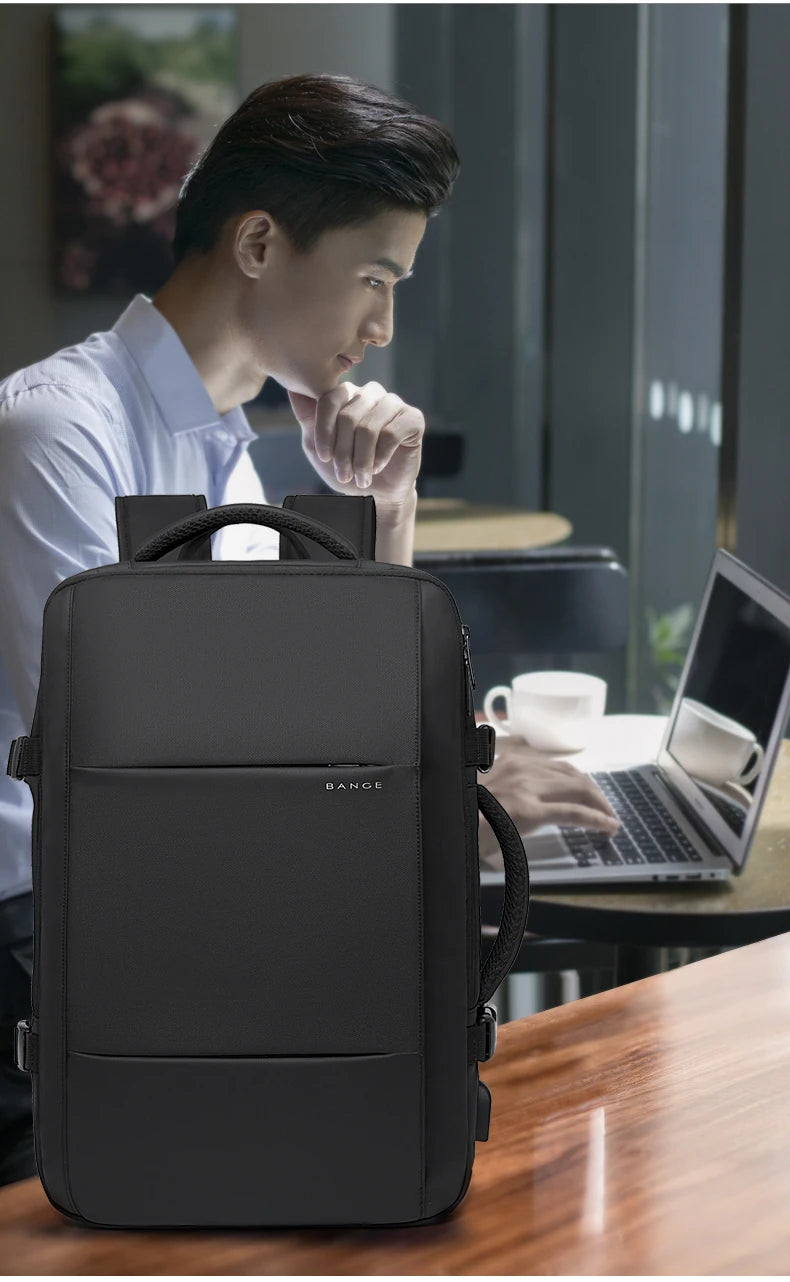Big Big Bag #0015 - BANGE Expandable Waterproof Backpack – 17.3" Laptop Travel & Work Bag for Men