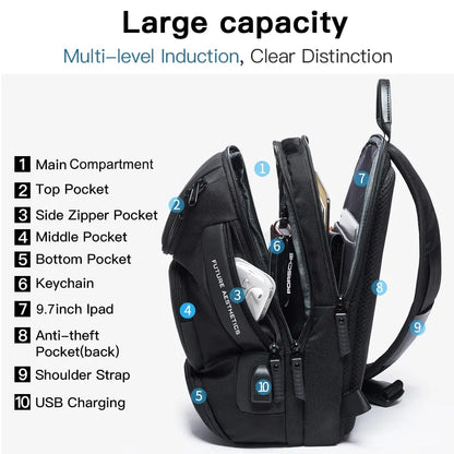 BANGE Men's Anti-theft Chest Bag Shoulder Strap USB Rechargeable Crossbody School Gym Pack, Men Sports Waterproof Shoulder Bag